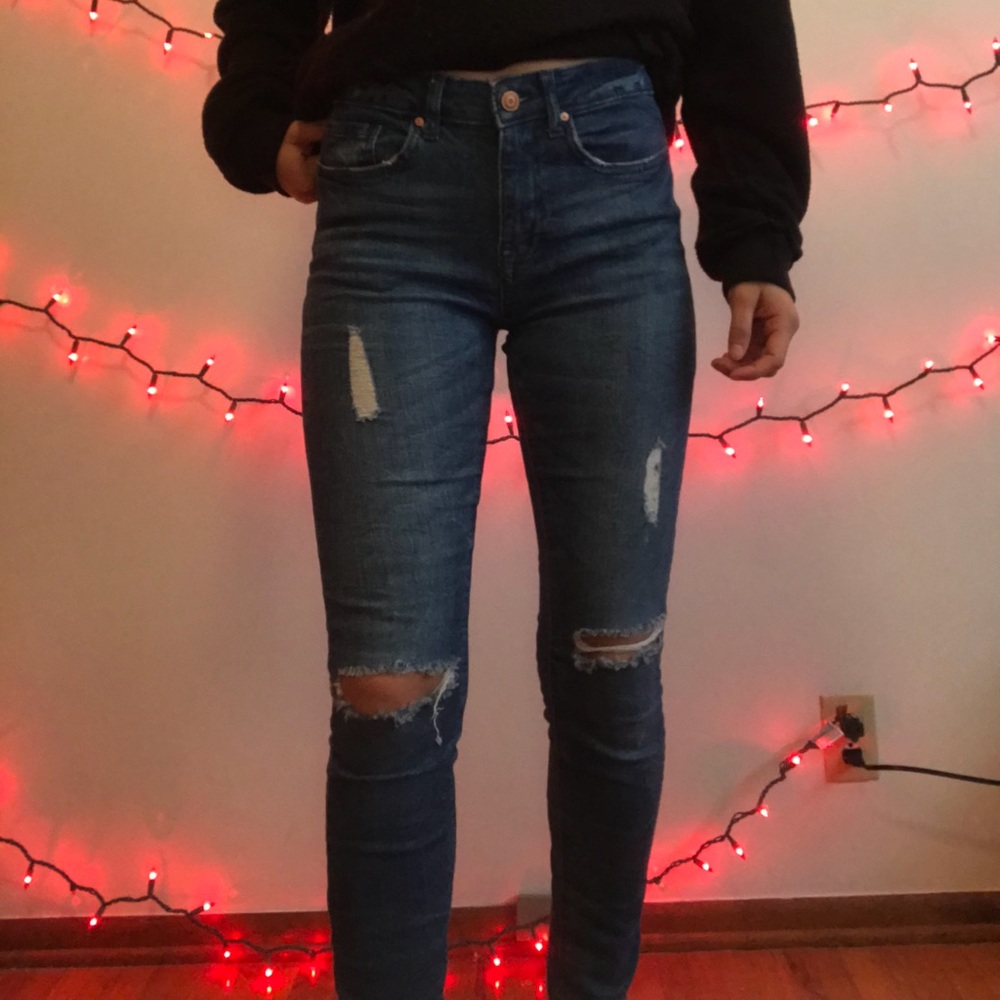 Distressed Medium Wash Jeans